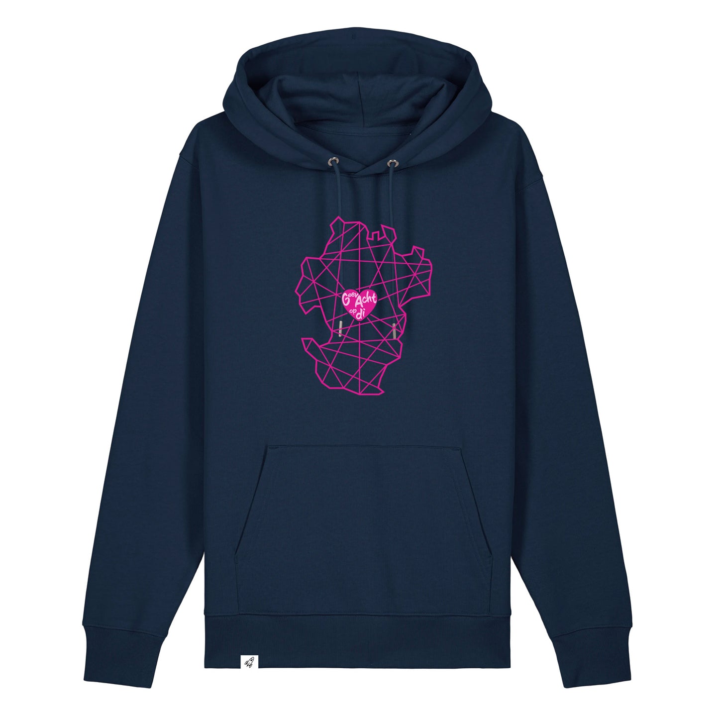 Dunkelblauer Unisex Hoodie aus der Pinktober Kollektion mit Dithmarschen Motiv.