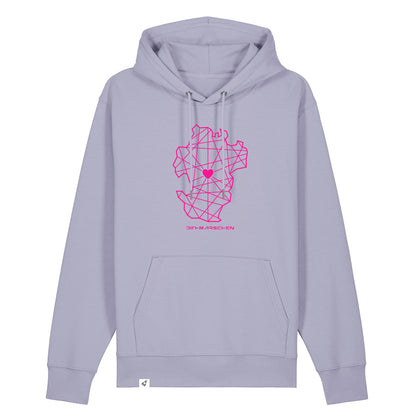 Violetter Unisex Hoodie aus der Pinktober Kollektion mit Dithmarschen Motiv.