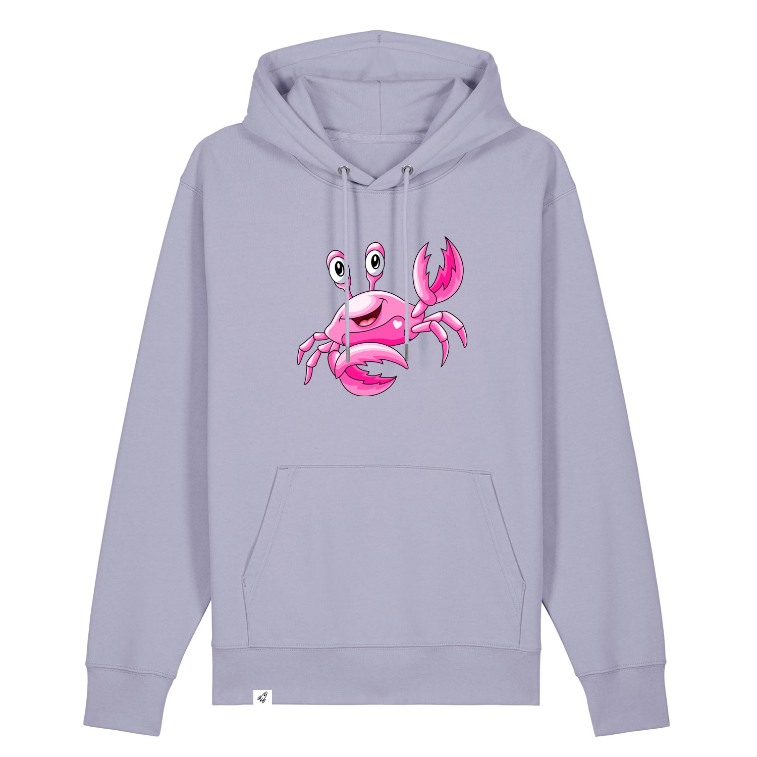 Violetter Unisex Hoodie aus der Pinktober Kollektion mit Krebs Motiv.