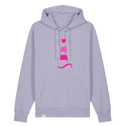 Violetter Unisex Hoodie aus der Pinktober Kollektion mit Leuchtturm Motiv.