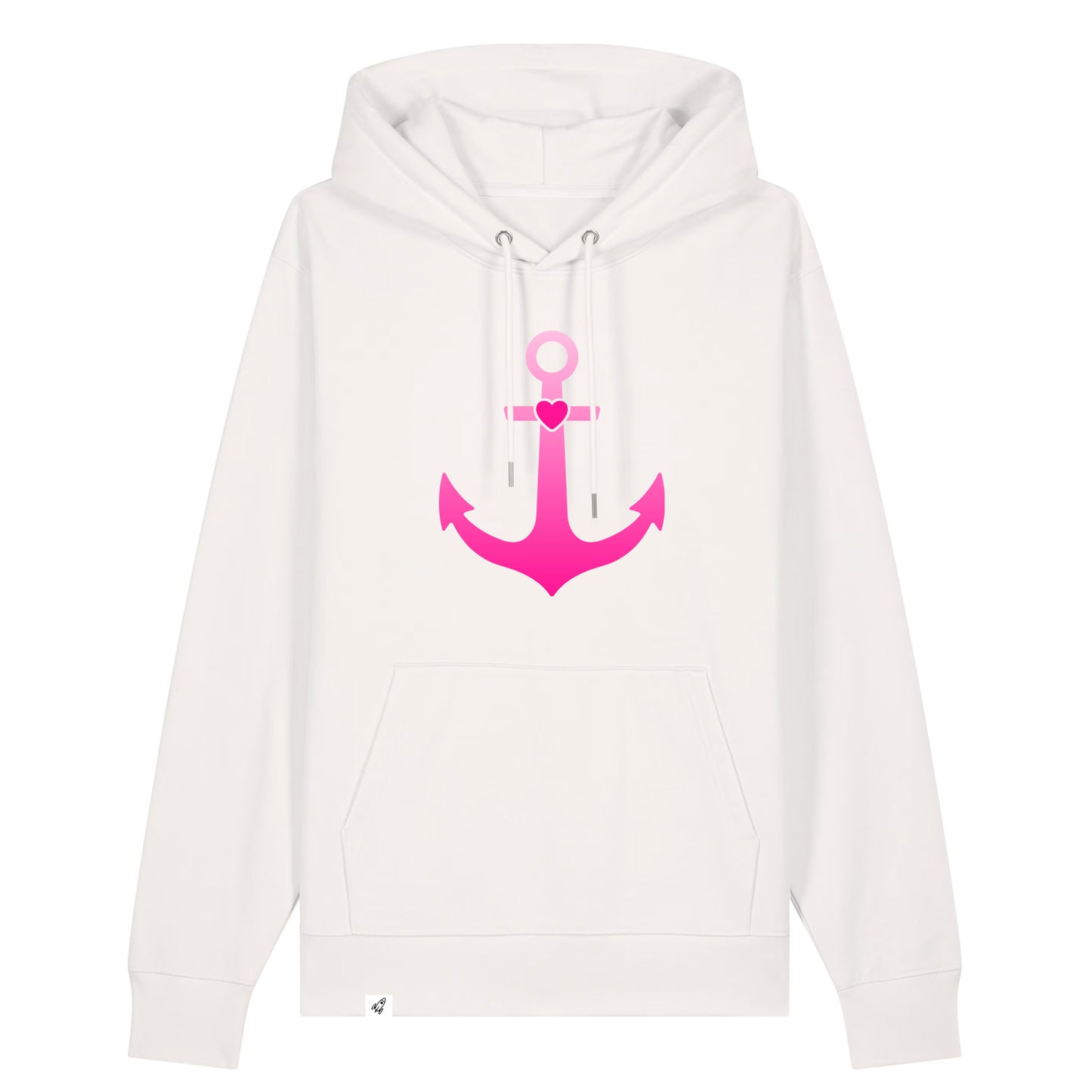 Altweißer Unisex Hoodie aus der Pinktober Kollektion mit Anker Motiv.