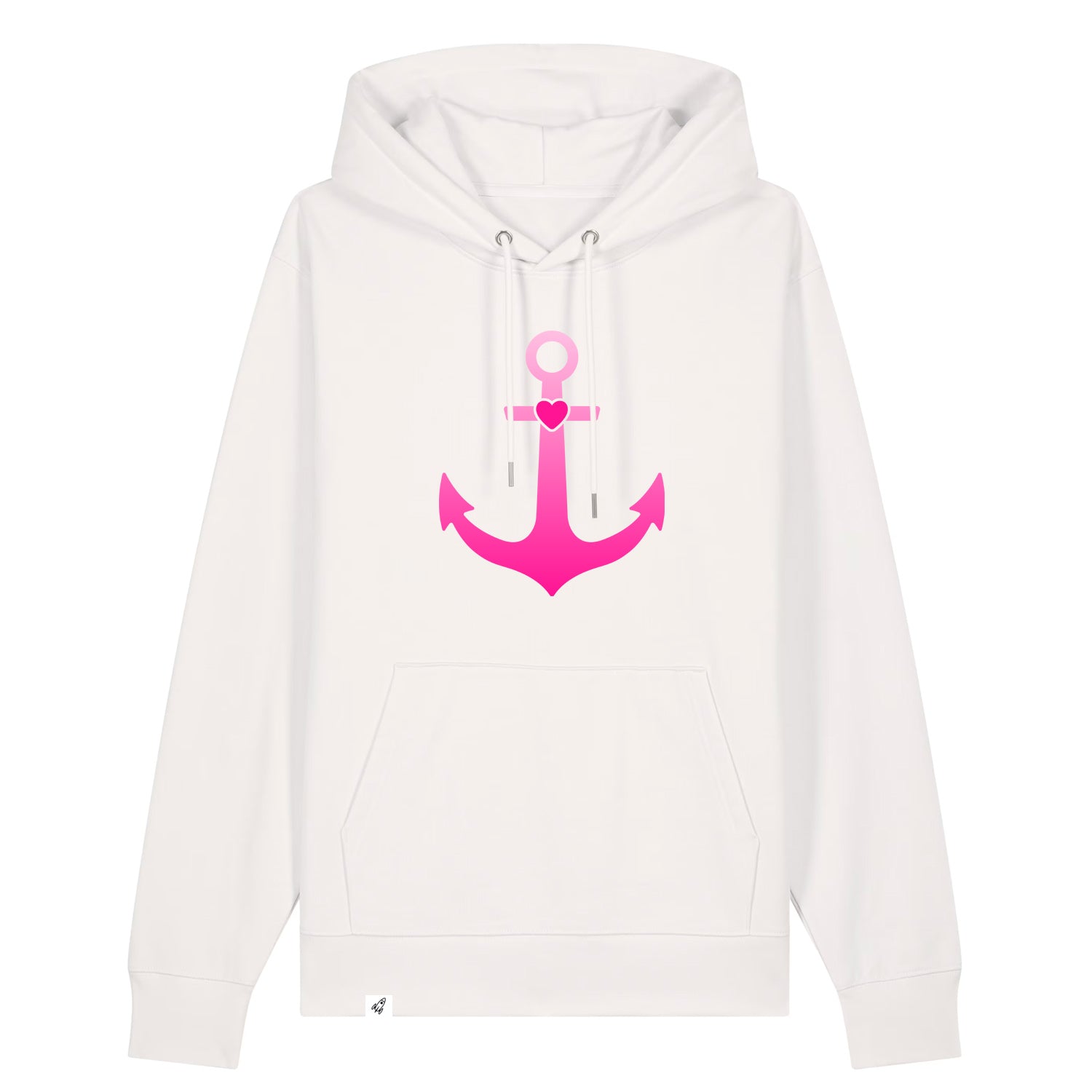 Altweißer Unisex Hoodie aus der Pinktober Kollektion mit Anker Motiv.