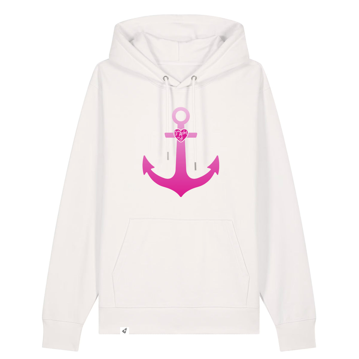 Altweißer Unisex Hoodie aus der Pinktober Kollektion mit Anker Motiv.