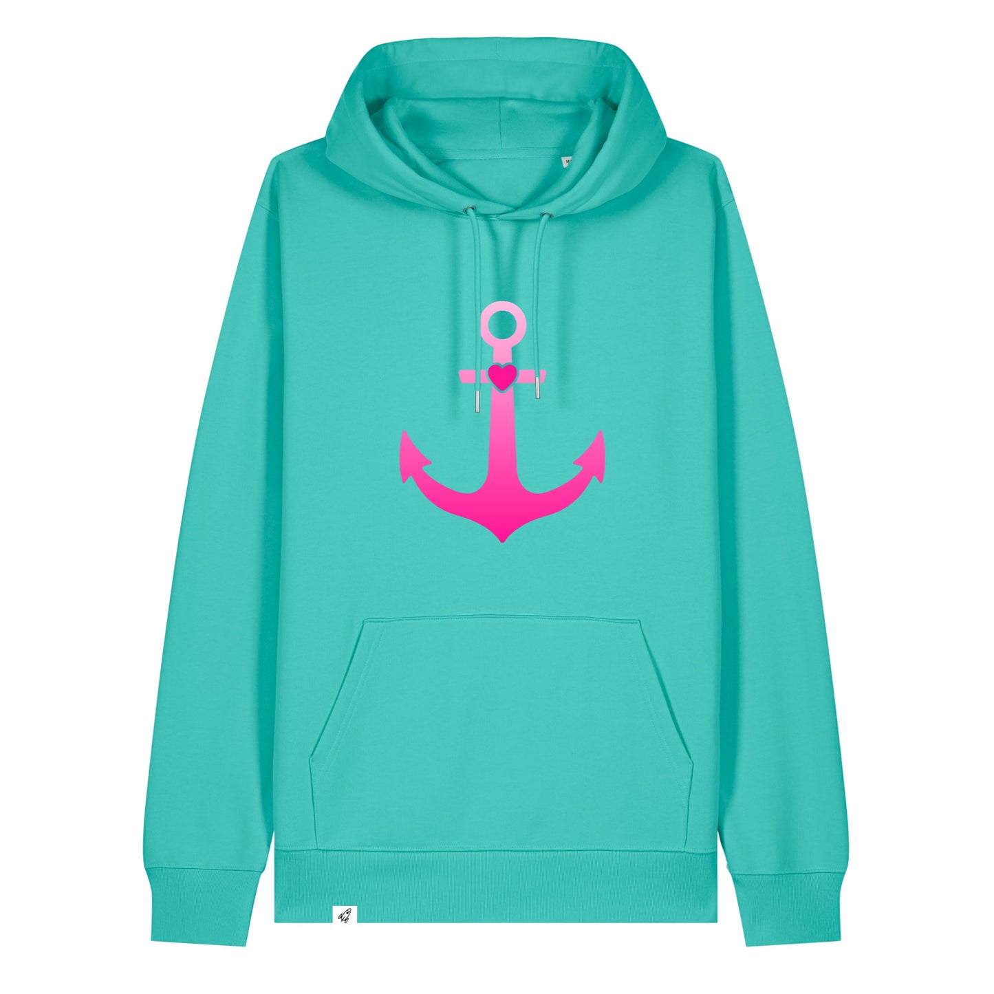 Hellblauer Unisex Hoodie aus der Pinktober Kollektion mit Anker Motiv.