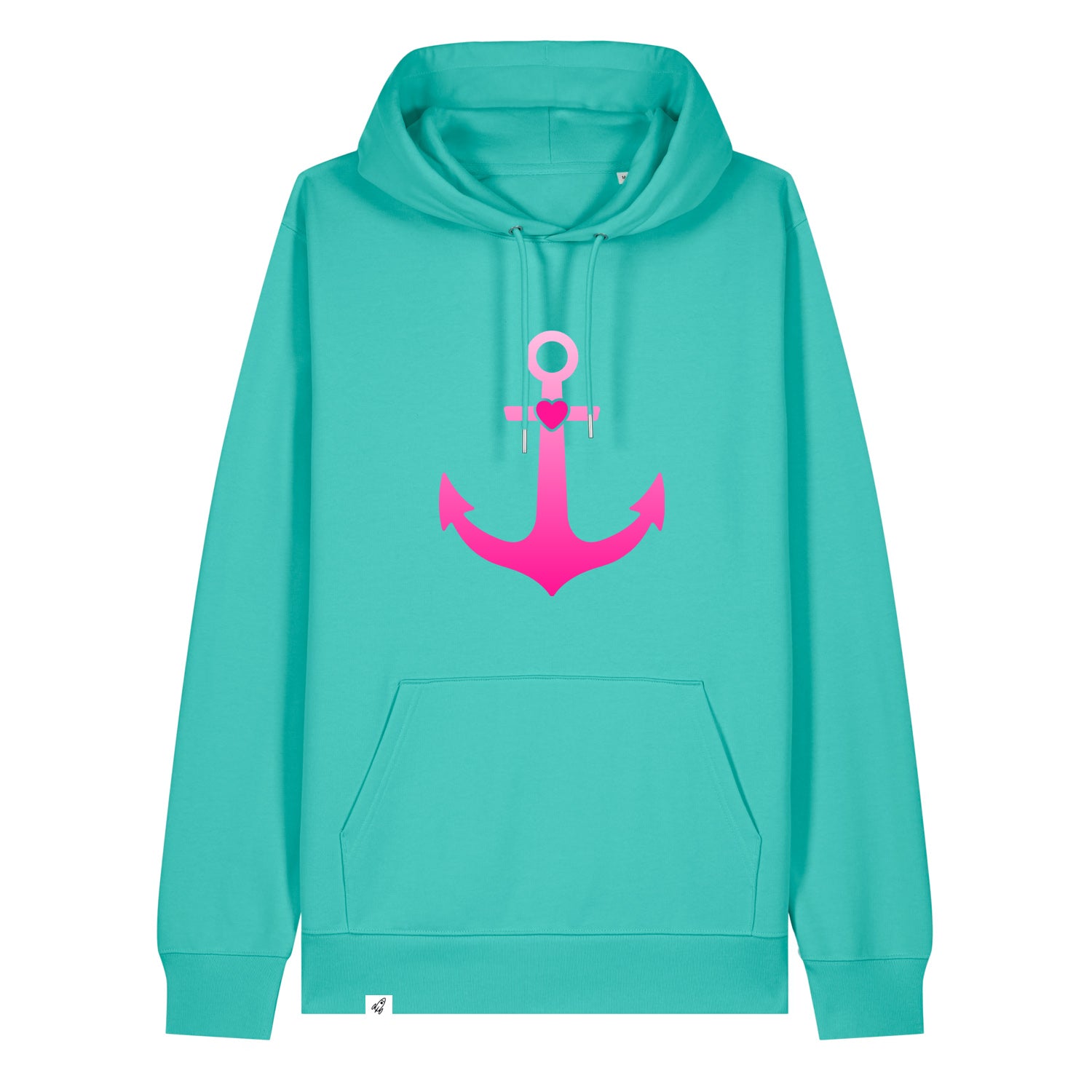 Hellblauer Unisex Hoodie aus der Pinktober Kollektion mit Anker Motiv.