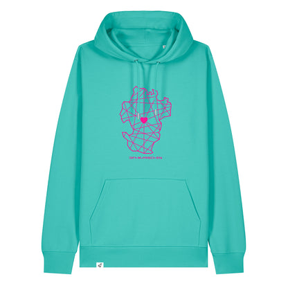 Hellblauer Unisex Hoodie aus der Pinktober Kollektion mit Dithmarschen Motiv.