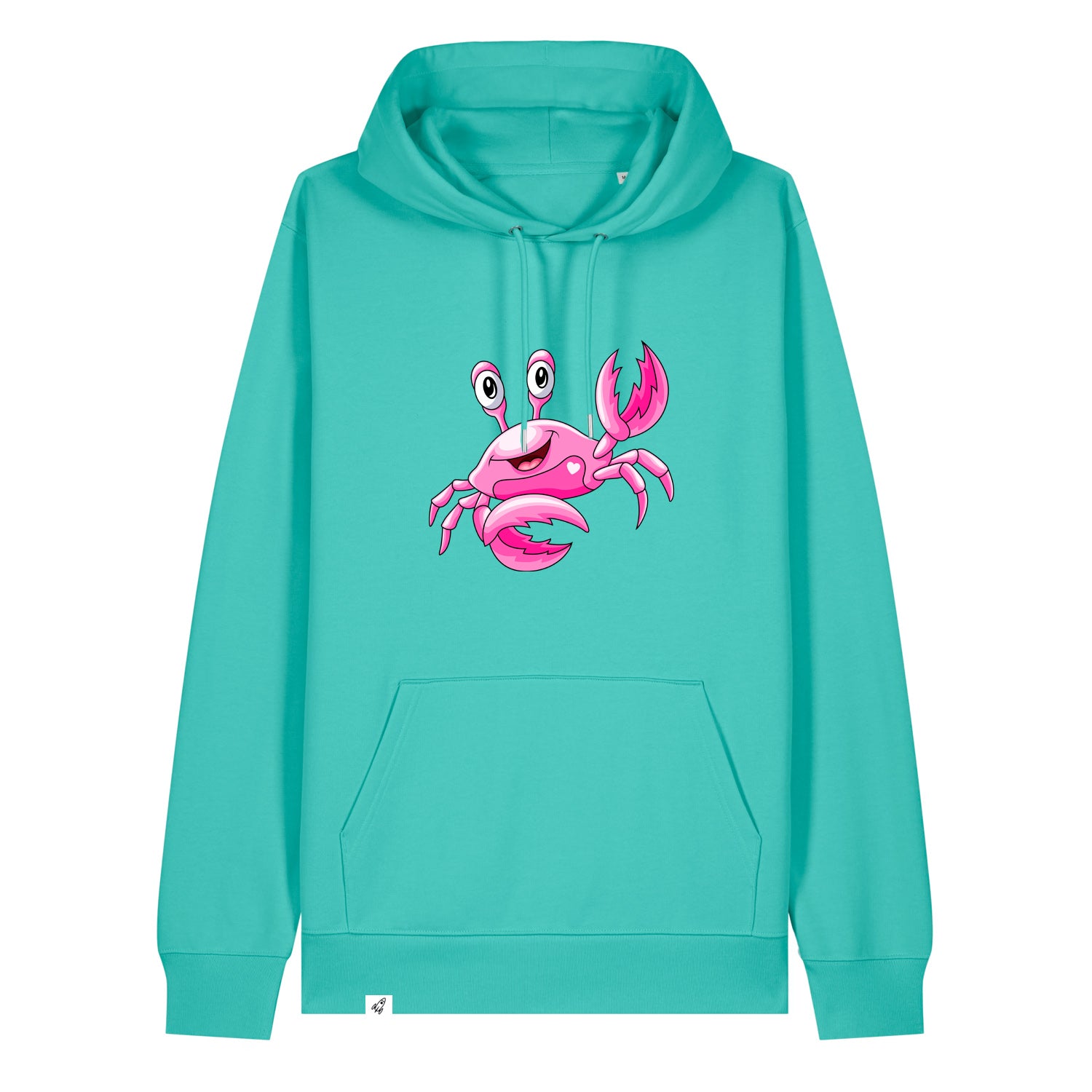 Hellblauer Unisex Hoodie aus der Pinktober Kollektion mit Krebs Motiv.