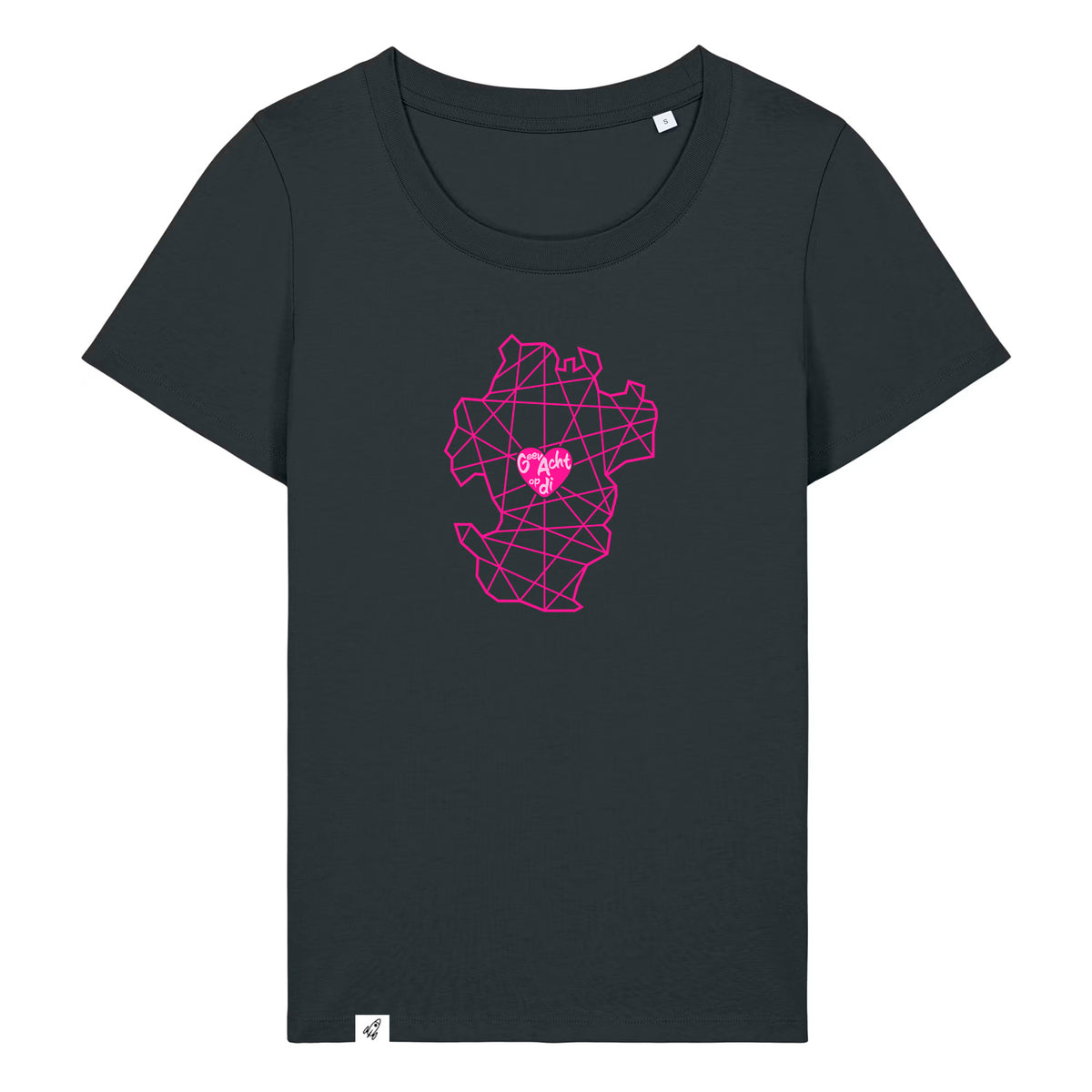 Schwarzes Damen T-Shirt aus der Pinktober Kollektion mit Dithmarschen Motiv.