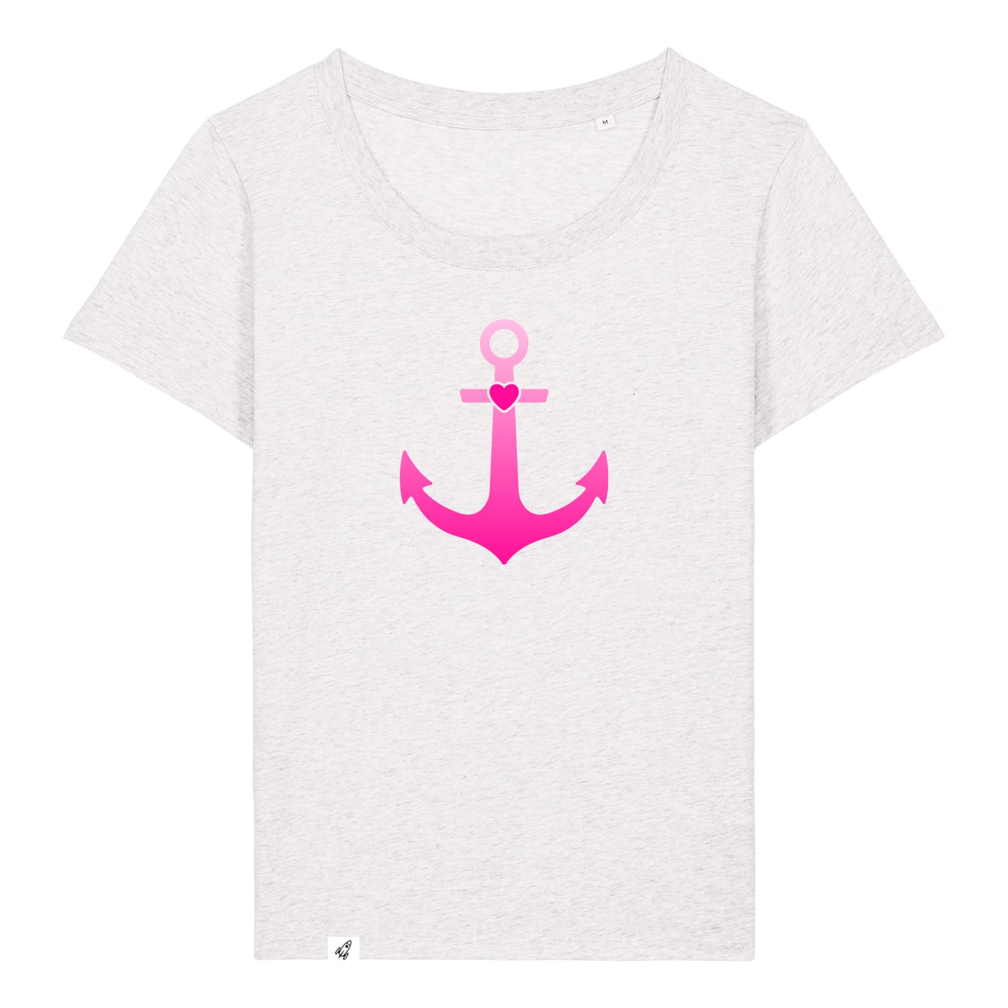 Hellgraues Damen T-Shirt aus der Pinktober Kollektion mit Anker Motiv.