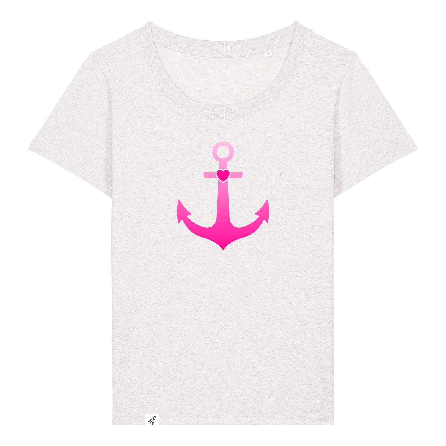 Hellgraues Damen T-Shirt aus der Pinktober Kollektion mit Anker Motiv.