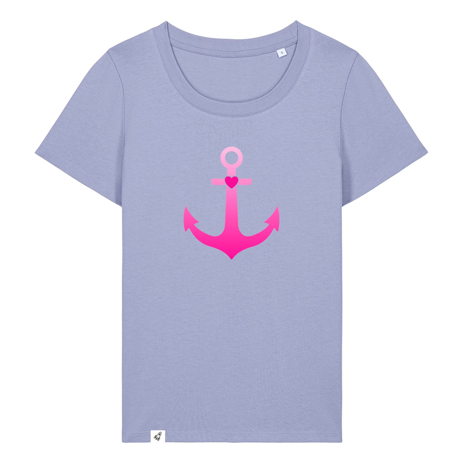 Violettes Damen T-Shirt aus der Pinktober Kollektion mit Anker Motiv.