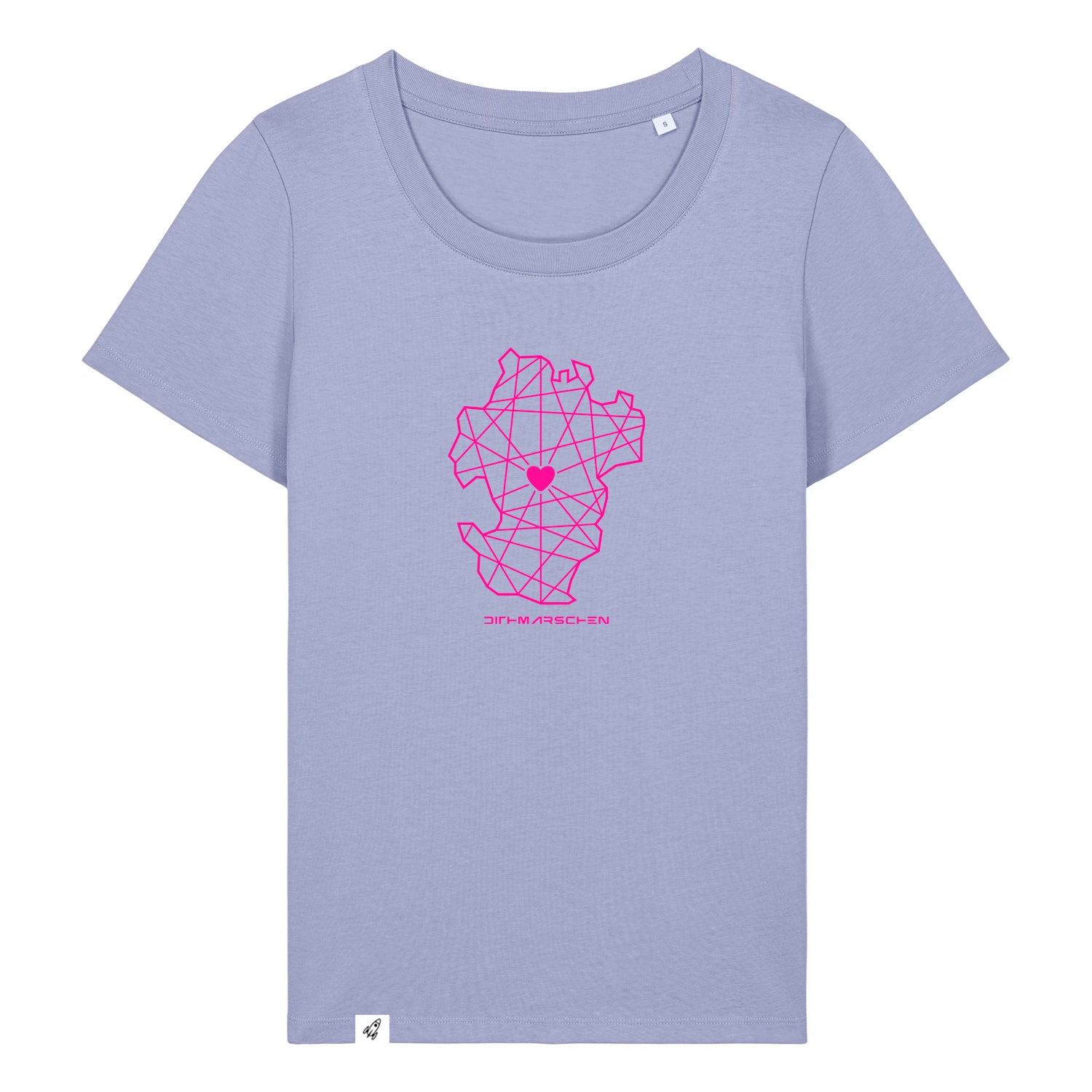 Violettes Damen T-Shirt aus der Pinktober Kollektion mit Dithmarschen Motiv.