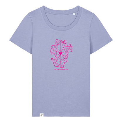 Violettes Damen T-Shirt aus der Pinktober Kollektion mit Dithmarschen Motiv.