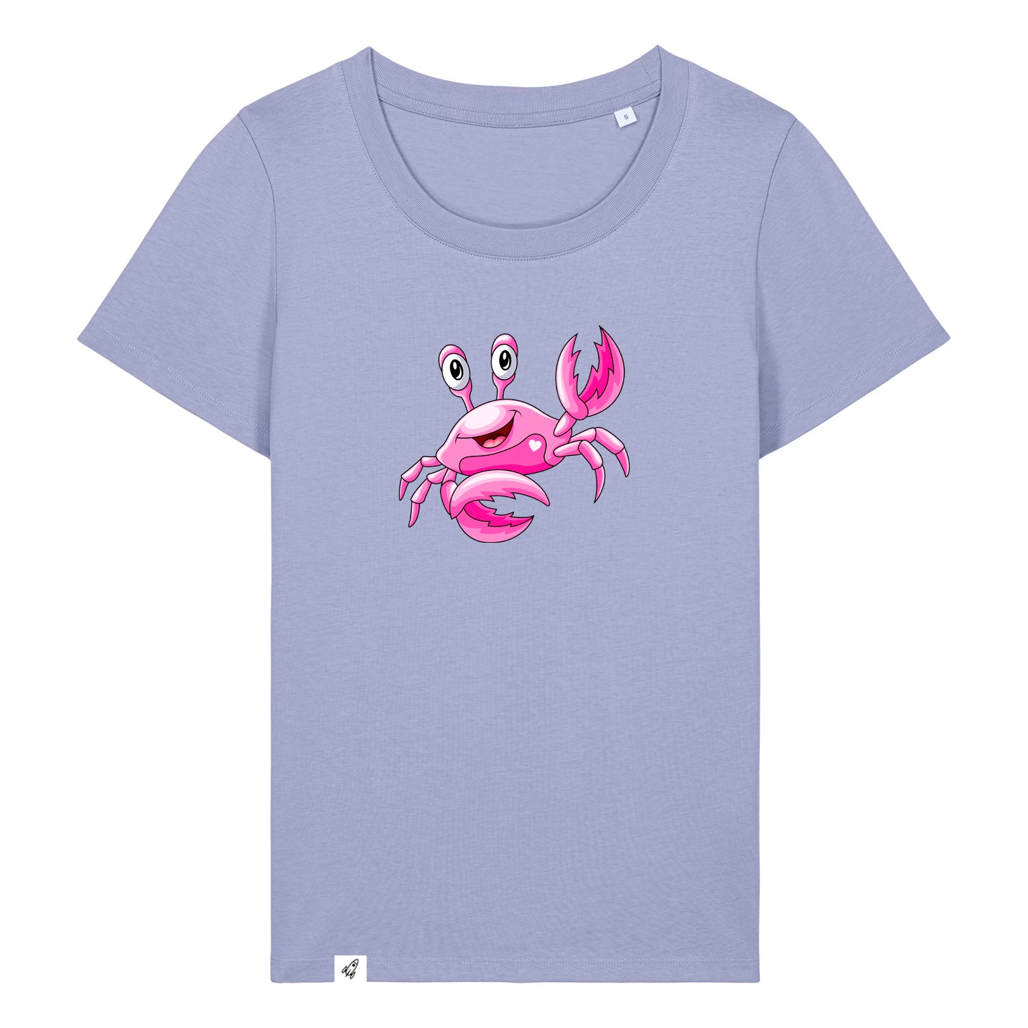 Violettes Damen T-Shirt aus der Pinktober Kollektion mit Krebs Motiv.