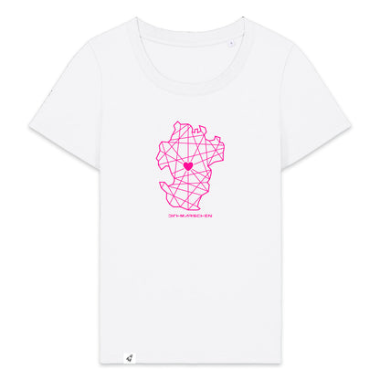 Weißes Damen T-Shirt aus der Pinktober Kollektion mit Dithmarschen Motiv.