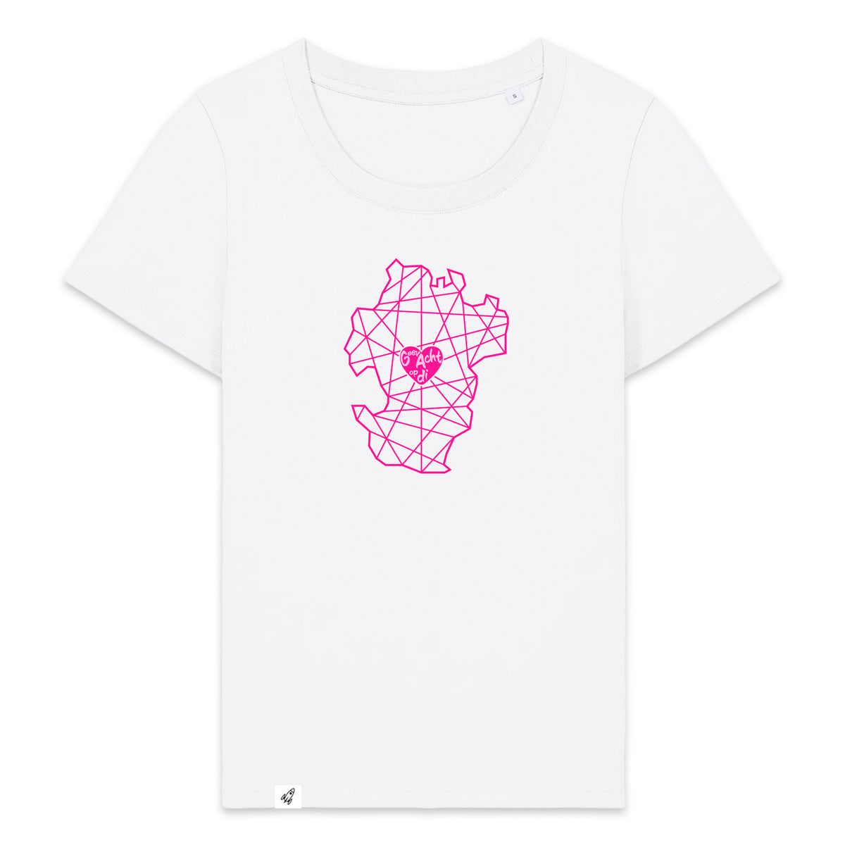 Weißes Damen T-Shirt aus der Pinktober Kollektion mit Dithmarschen Motiv.