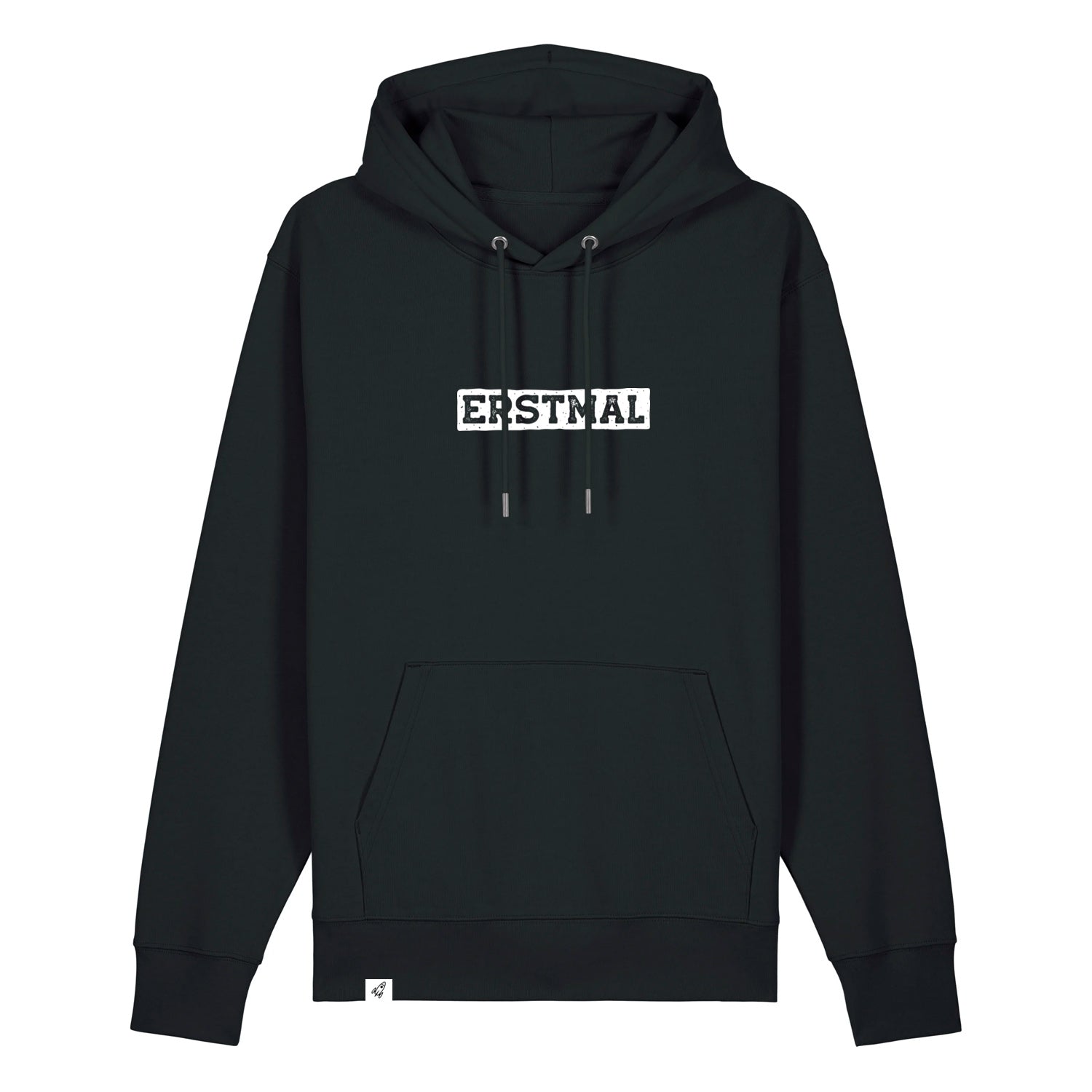 Schwarzer Hoodie mit dem Spruch Erstmal auf der Brust.