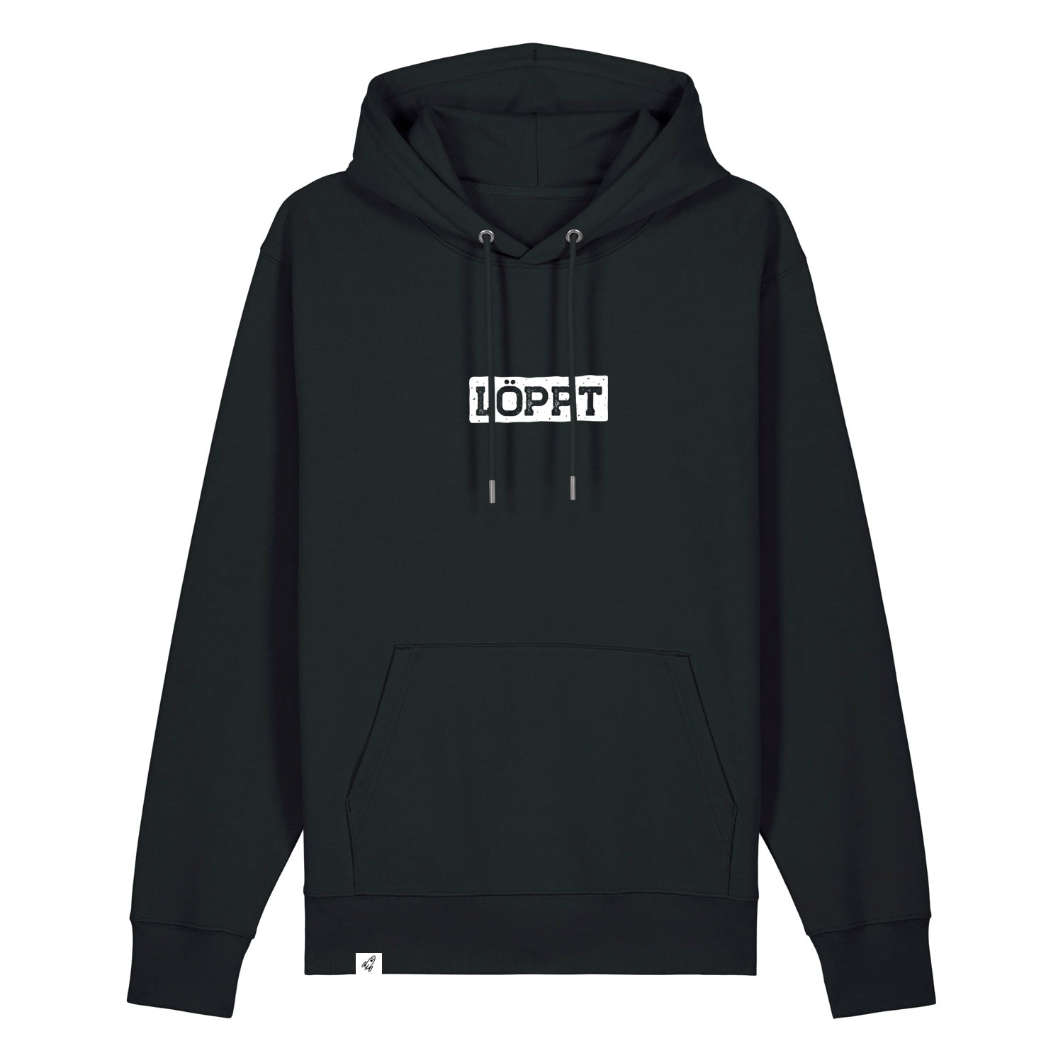 Schwarzer Hoodie mit dem Spruch Löppt auf der Brust.