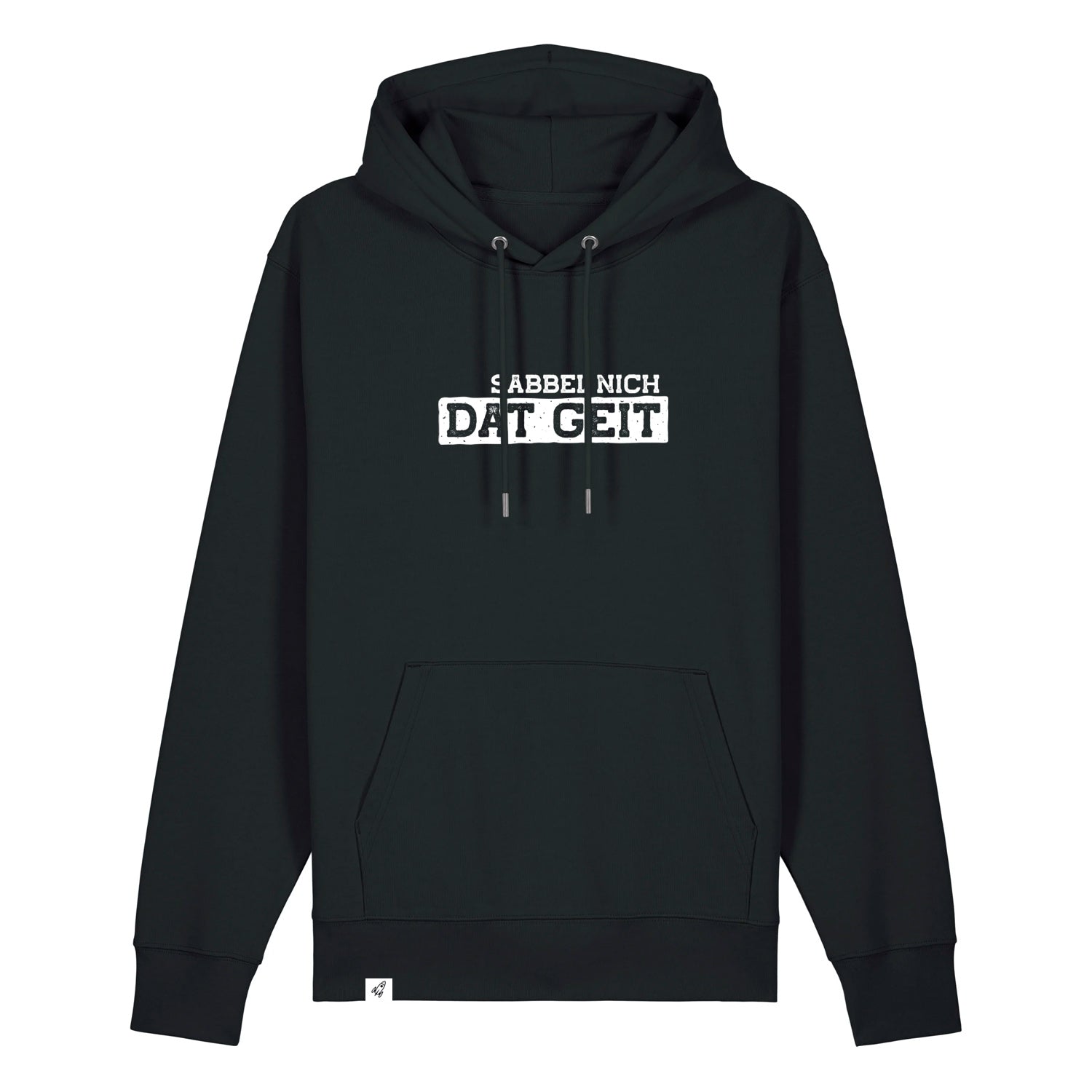 Hoodie in Schwarz mit dem Spruch Sabbel nich dat geit.