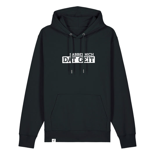 Hoodie in Schwarz mit dem Spruch Sabbel nich dat geit.