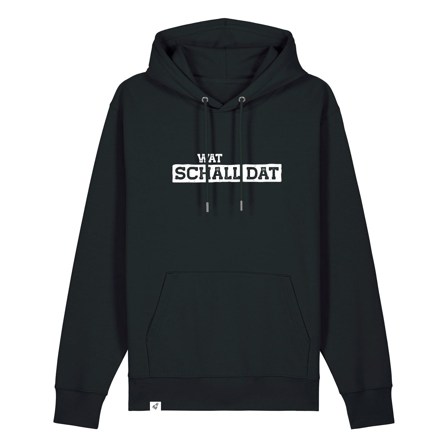 Hoodie in Schwarz mit dem Spruch Wat schall dat.
