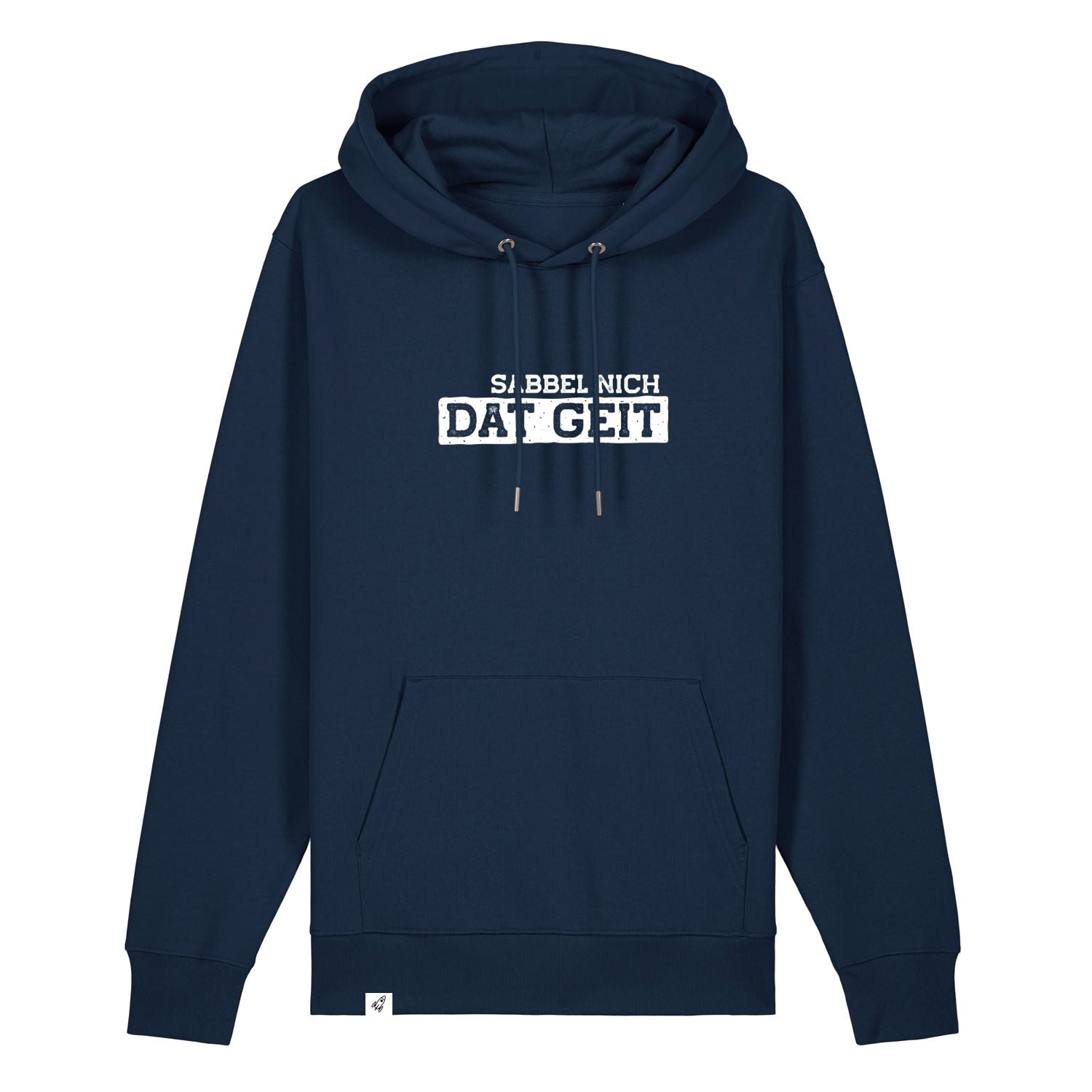 Hoodie in Dunkelblau mit dem Spruch Sabbel nich dat geit.