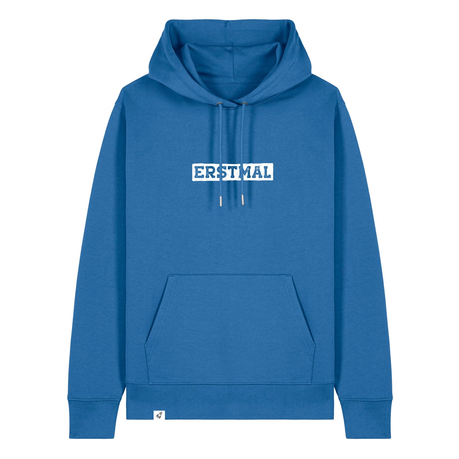 Blauer Hoodie mit dem Spruch Erstmal auf der Brust.