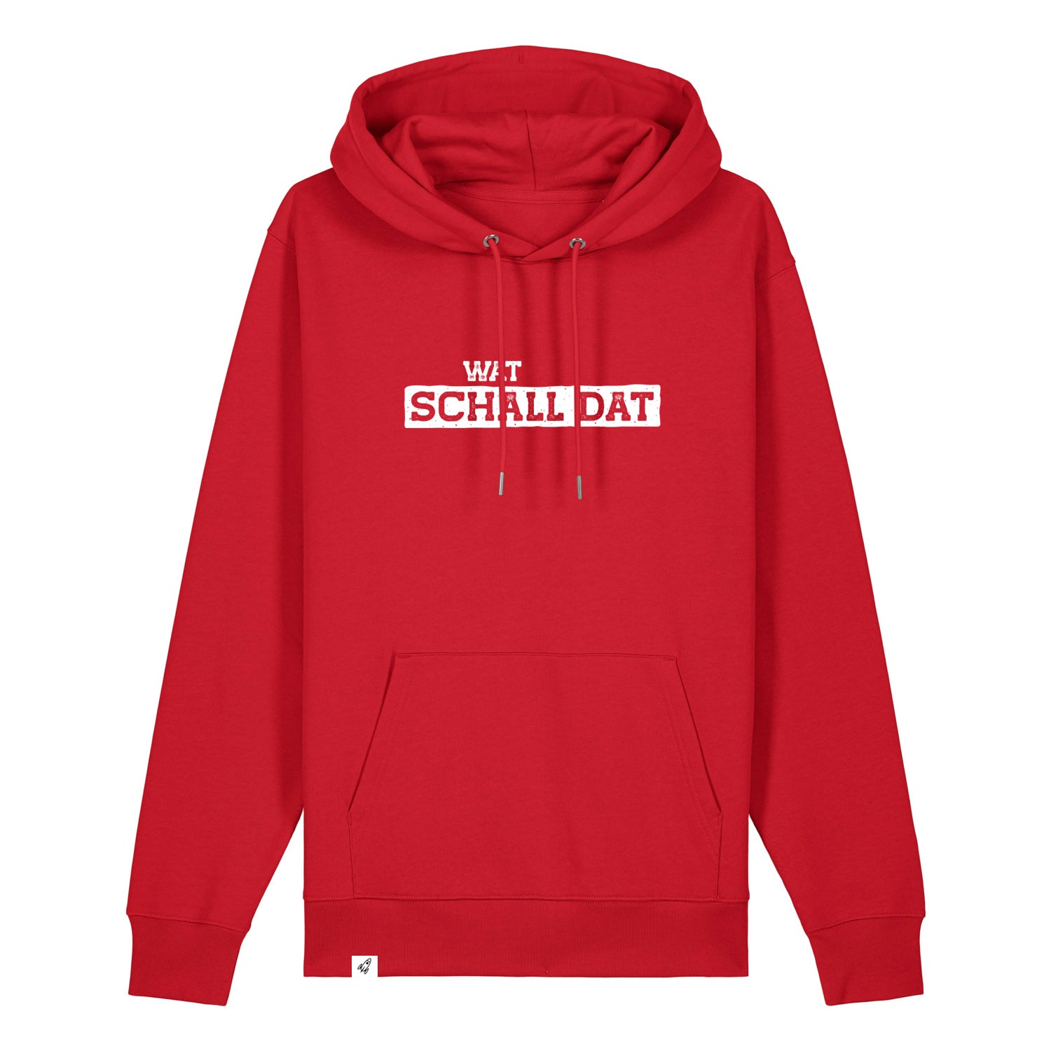 Hoodie in Rot mit dem Spruch Wat schall dat.